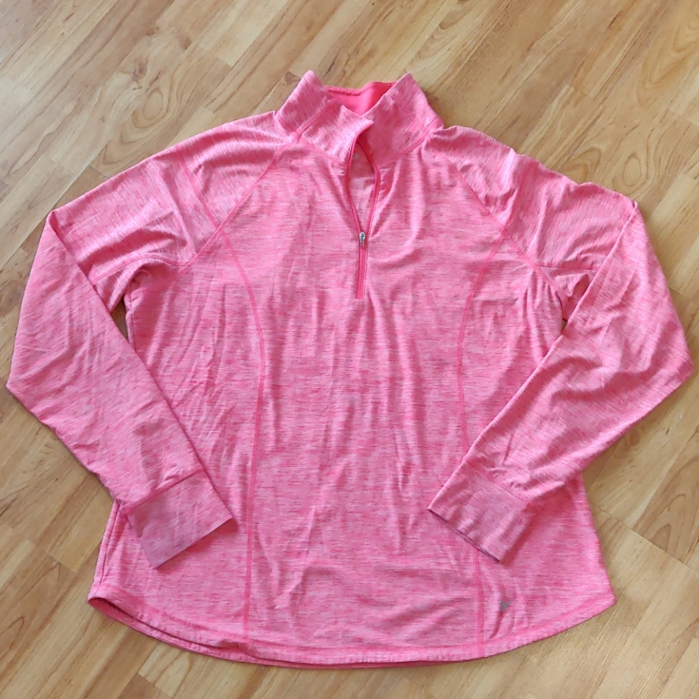 Pink spacedye quarter zip active shirt